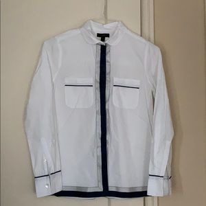 JCrew grosgrain trimmed white blouse
